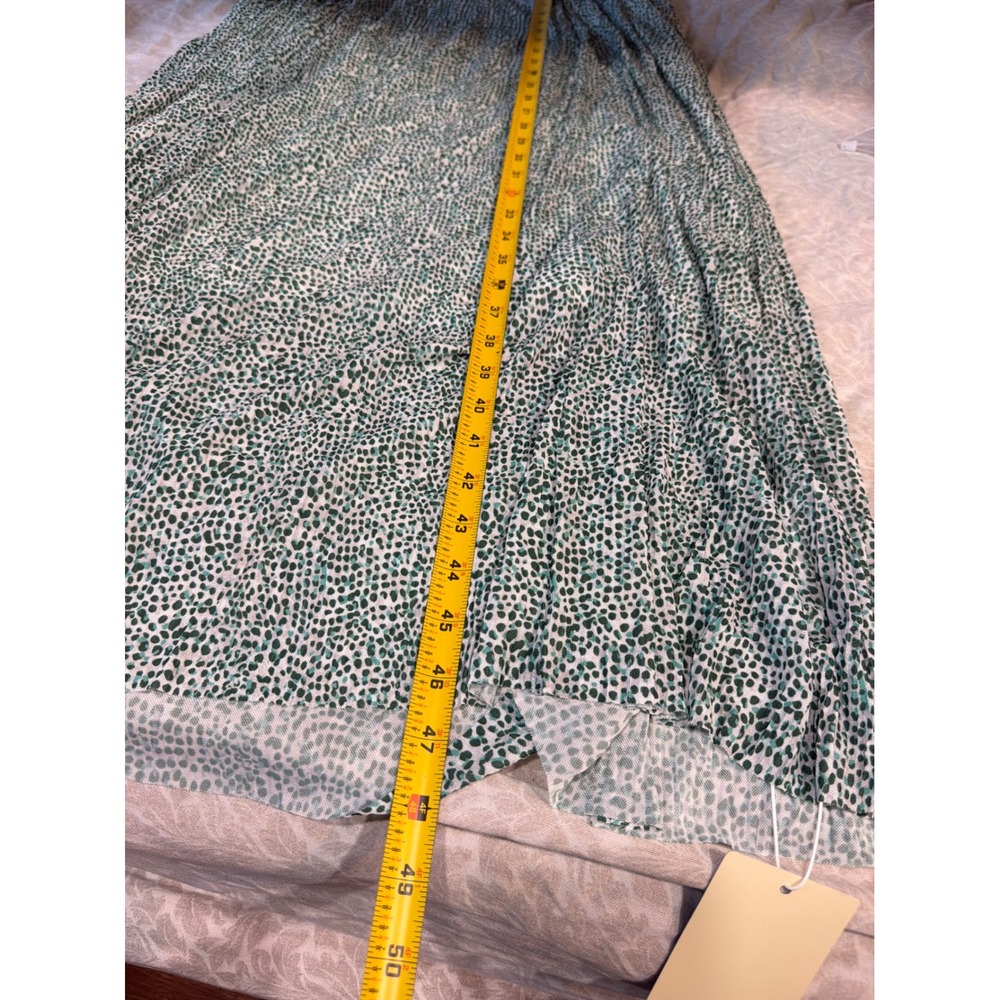 Halara Breezeful Green Polka Dot Maxi Dress Mesh Spaghetti Strap Womens Large - Picture 9 of 12